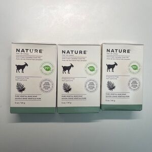 Lot of 3 NEW Nature By Canus Bar Soap Goats Milk Pure Vegetal Base soap 141g